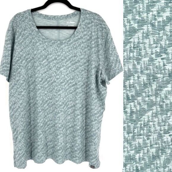 L.L. Bean Streamside Shirt Top Size 2X Plus Crew Neck Short Sleeve Green Active - Picture 1 of 10